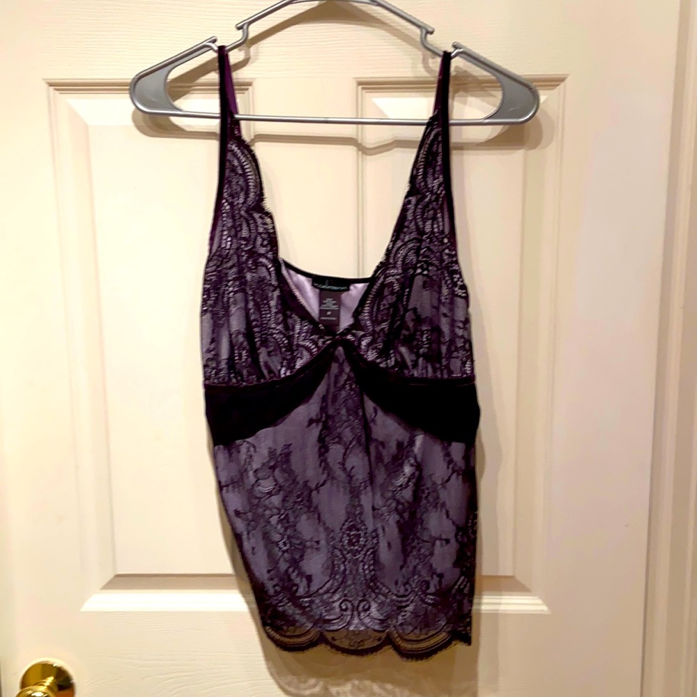 Lace Camisole top with velvet trim.